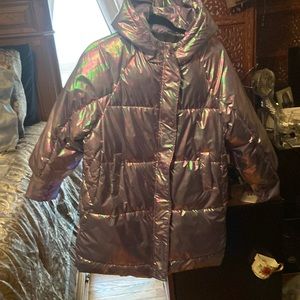Brand New Never Worn Purple Metallic color Jacket WITH Hood